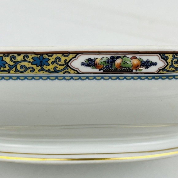 Thomas Bavaria Harvest Oval Covered Vegetable Dish Fruit Blue Scrolls Gold Rim - Picture 12 of 12